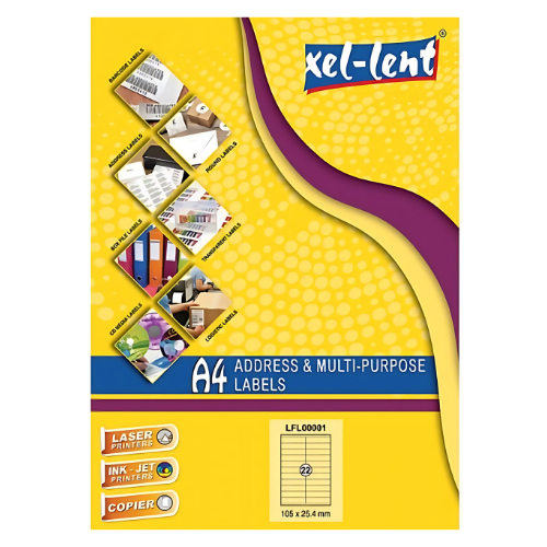 Xel-lent A4 Label-Sheet , 105 X 25.4 mm, 100 Sheets/Pack - LFL00001