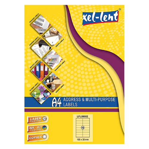 Xel-lent A4 Label-Sheet , 105 X 35 mm, 100 Sheets/Pack - LFL00002