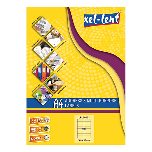 Xel-lent A4 Label-Sheet , 105 X 37 mm, 100 Sheets/Pack - LFL0003