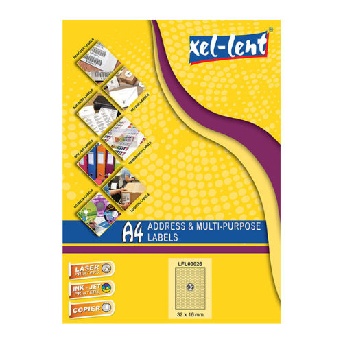 Xel-lent A4 Label-Sheet , 32 X 16 mm, 100 Sheets/Pack - LFL00026