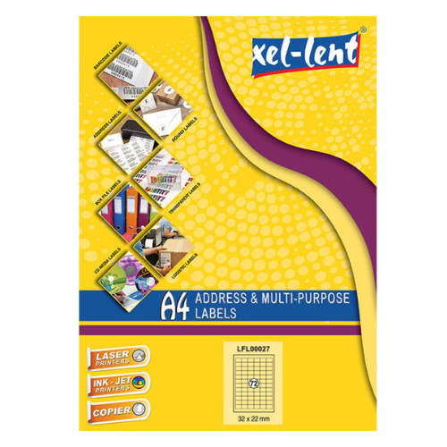 Xel-lent A4 Label-Sheet , 32 X 22 mm, 100 Sheets/Pack - LFL00027