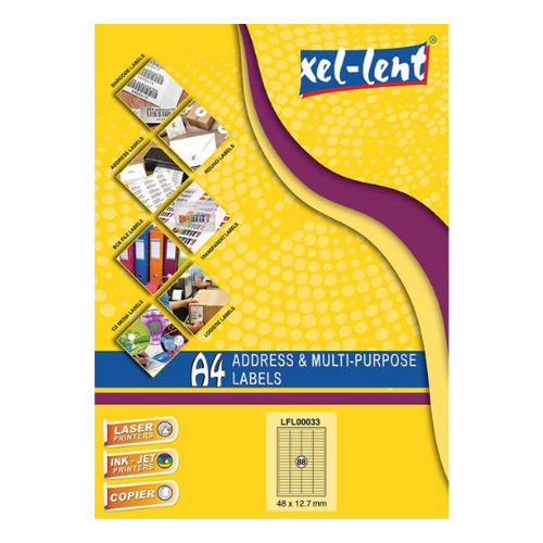 Xel-lent A4 Label-Sheet , 48 X 12.7 mm, 100 Sheets/Pack - LFL00033