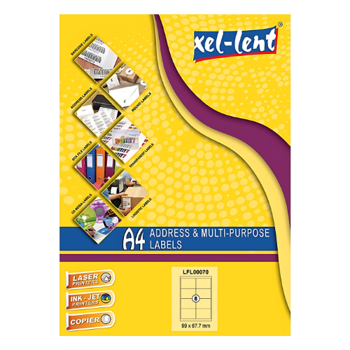 Xel-lent A4 Label-Sheet , 99 X 67.7 mm, 100 Sheets/Pack - LFL00070