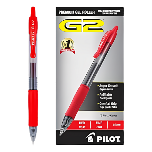 Pilot G2 Retractable Premium Gel Ink Roller Ball Pens, RED, 12-Pack