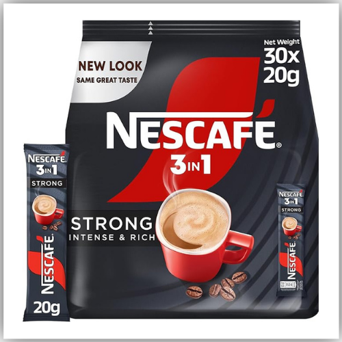 Nescafe 3-In-1 Strong Intense And Rich Instant Coffee Mix 20g Pack of 30
