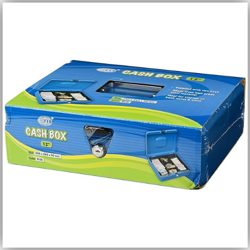 FIS Cash Box Steel Blue with Key Lock (300x240x90mm,12in, FSCPTS0X10B)