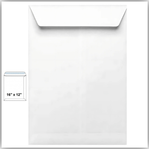 White Envelopes , 16" x 12" Size Peel & Seal 100gsm, pack of 50