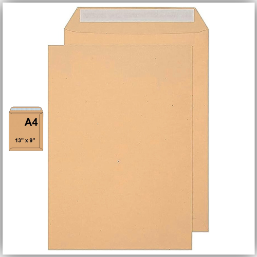 brown Envelopes A4 , 13" x 9" Size Peel & Seal 80gsm, pack of 50