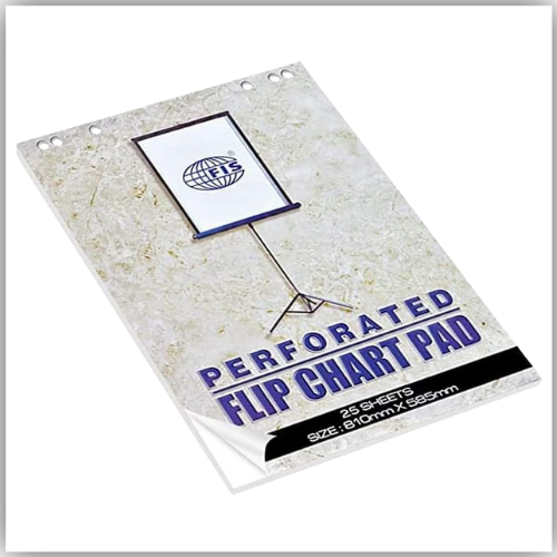 FIS® Perforated Flip Chart Pad, Size: 810x585mm, 80gsm Plain White Paper, 25 Sheets Per Pad-FSFC25-B80-1PC