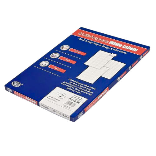 FIS Multi-purpose Laser Labels, A4 Size (210x148.5mm) 100 Sheets Per Pack, White Plain Labels - FSLA2-100