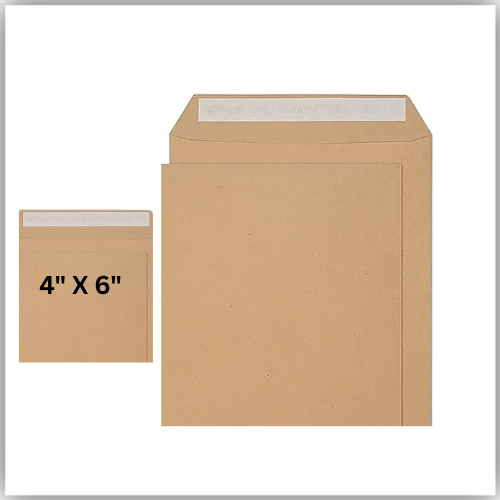 Brown Envelopes, 4" x 6" Size Peel & Seal 80gsm, pack of 50