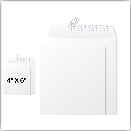 White Envelopes, 4" x 6" Size Peel & Seal 80gsm, pack of 50
