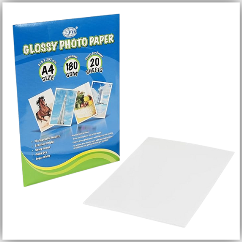FIS® Glossy Photo Paper, A4 Size(210x297mm), 180 Gsm Thickness, 20 Sheets Per Pack