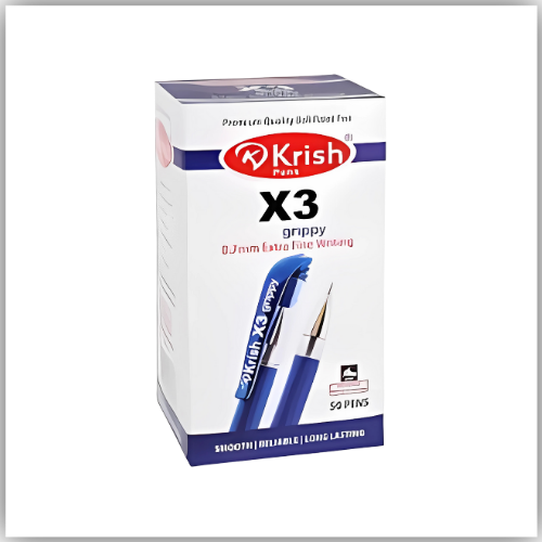 Krish X3 Ball Pen (0.7mm, Pack of 50 Pieces - Blue