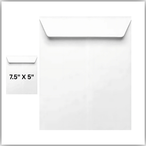 White Envelopes, 7.5" x 5" Size Peel & Seal 80gsm, pack of 50