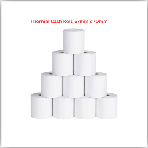 Thermal Cash Roll, 57mm x 70mm, 1-2 inch Core, White (100rolls-box)