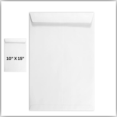 White Envelopes , 15" x 10" Size Peel & Seal 100gsm, pack of 50