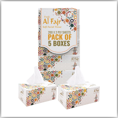 Al Fajr Pack Of 5 Facial Tissue 200 x 2 Ply Sheets