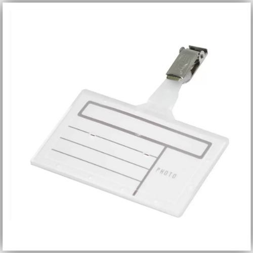 Heavy Duty ID Card Badge Holder with Metal Badge Clips - Clear PVC Holder