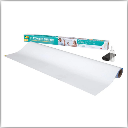 Post-it Dry Erase Whiteboard Surface 3 x 4 in (91.4 cm x 1.21 m), 1 roll/pack | White Color | Sticker Whiteboard Film Surface for Walls, Doors, Tables and More | Removable | Easy Installation