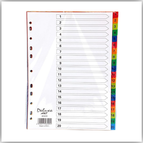 Divider PLASTIC A4 1-20 COLOR WITH NUMBER