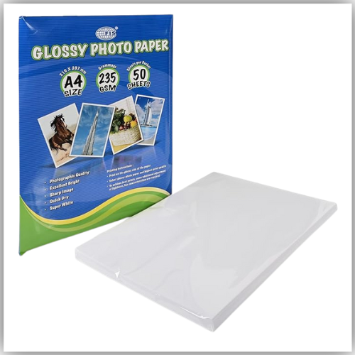 FIS Glossy Photo Paper, A4 Size(210x297mm), 235gsm Gram, 50 Sheets Per Packet