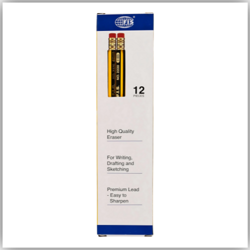FIS® HB Pencil with Eraser, Box of 12 Pieces Pencil,