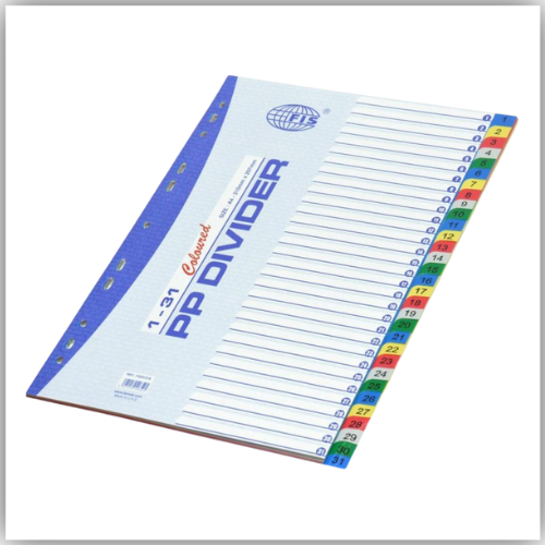 Divider PVC PLASTIC Color 1-31 A4 Size With Number