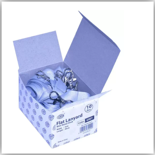 FIS 10-Piece Flat Lanyard White with Metal Hook 2X90cm - FSNA01-2CM/10