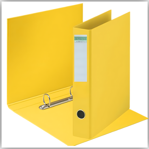 AMEST Heavy Duty 2-Ring Binder File–1 Inch Spine, Holds Up to 150 A4 Sheets - Yellow