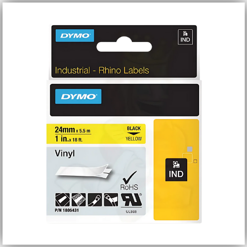 Dymo Rhino 1805431 Vinyl 24mm Black on Yellow Tape