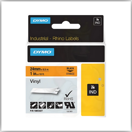 Dymo Rhino 1805427 Vinyl 24mm Black on Orange Tape