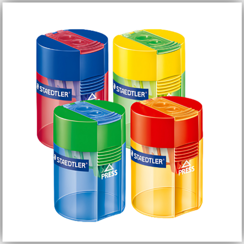 STAEDTLER Double Hole Pencil Sharpener, Two Holes for Standard & Large Pencils, Metal, Blue