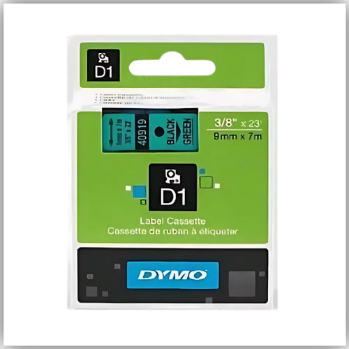 Dymo 40919, D1 Tape,9mm x 7m, Black on Green