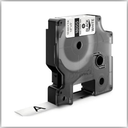 Dymo 18055 Rhino 12mm Heat Shrink Tube Black on White