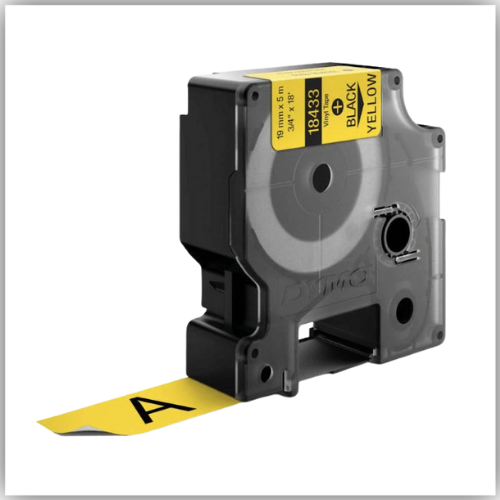 Dymo Rhino 18433 Vinyl 19mm Black on Yellow Tape