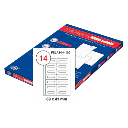 FIS Multi-purpose Laser Labels, A4 Size (81X41mm) 100 Sheets Per Pack, White Plain Labels - FSLA14-4-100