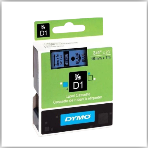 Dymo 45806, D1 Tape,19mm x 7m, Black on Blue