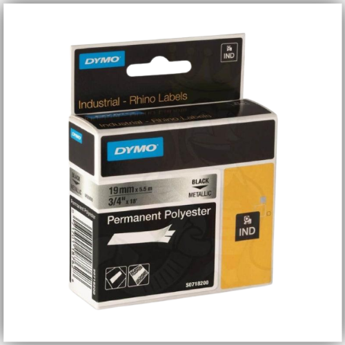 Dymo Rhino Metallized Polyester Tape - 19mm, Black Text (18487-18762)