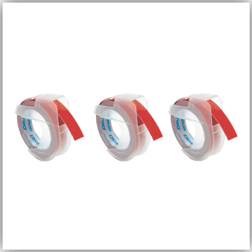 Dymo Omega Label Embossing Tape 9mm x 3m, 3pcs/pack, Red