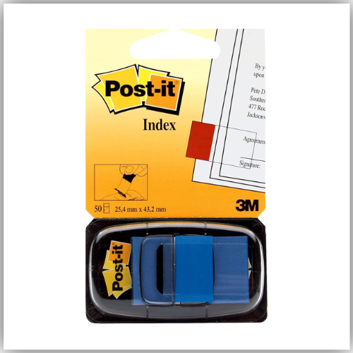 Post-it Flags 1" Dispenser 1 x 1.7 in (25.4 x 43.2 mm) Blue Color, 50 flags/pack