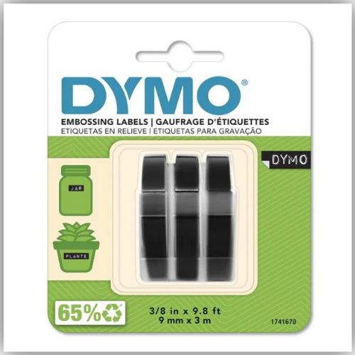 Dymo Omega Label Embossing Tape 9mm x 3m, 3pcs/pack, Black