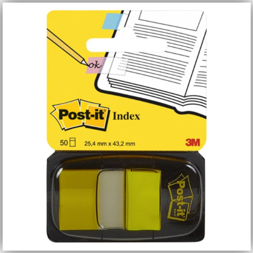 Post-it Flags 1" Dispenser 1 x 1.7 in (25.4 x 43.2 mm) Yellow Color, 50 flags/pack