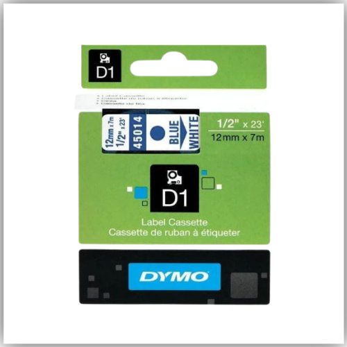 Dymo 45014, D1 Tape,12mm x 7m, Blue on White