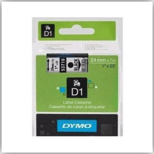 Dymo 53710, D1 Tape, 24mm x 7m, Black on Transparent