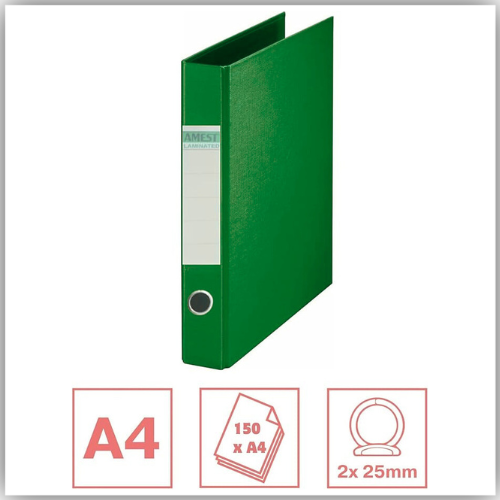 AMEST Heavy Duty 2-Ring Binder File–1 Inch Spine, Holds Up to 150 A4 Sheets - Green