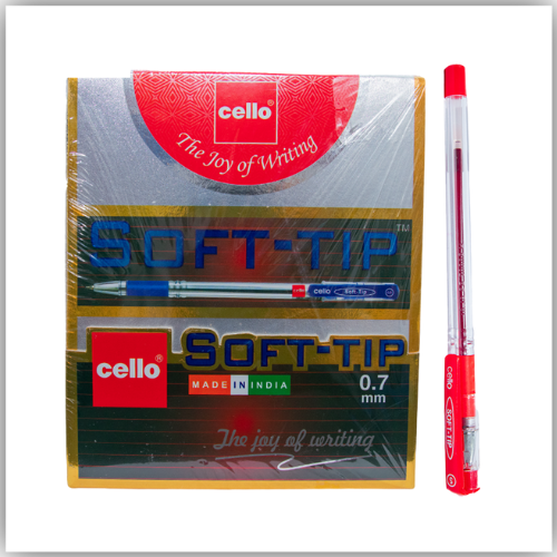 CELLO Soft-Tip 0.7 Pens RED 50'S, Softd7-50B
