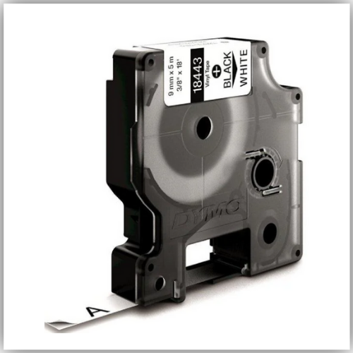 Dymo Rhino 18443 Vinyl 9mm Black on White Tape