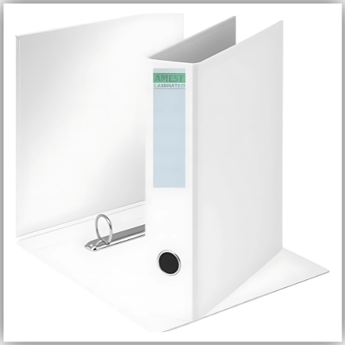 AMEST Heavy Duty 2-Ring Binder File–1 Inch Spine, Holds Up to 150 A4 Sheets - White