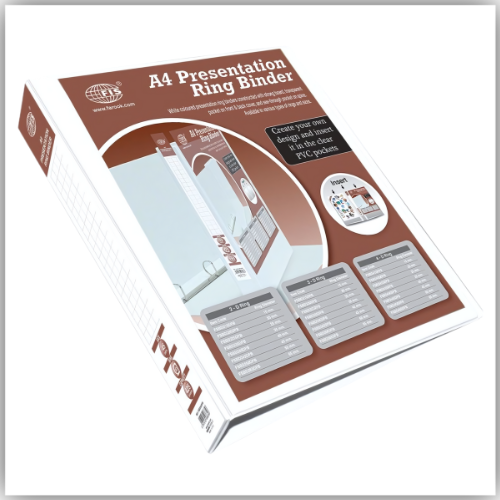 Presentation Binder, 2D A4 Size,35mm Ring Size, 1.5" Inches Spine with Clear PVC Pocket